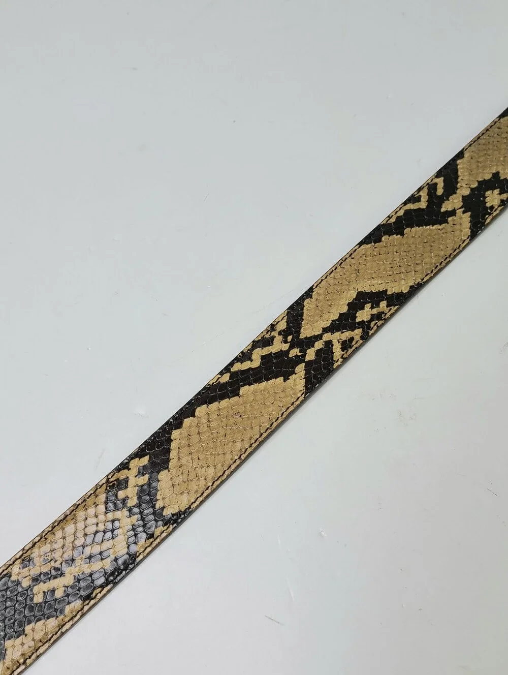 Miu Miu Made In Italy Tan Black Snakeskin Genuine Leather Belt